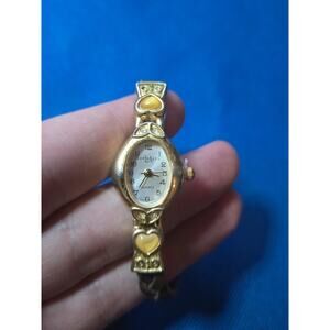 LA Express Womens Watch Heart Brown Braided Bracelet 18mm 6 1/2" Wrist (max)